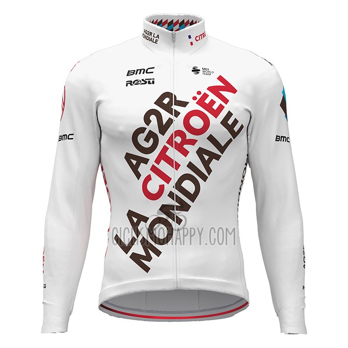 Ag2r Citroen Team Cycling Jersey Bib Tight 2022 Long Sleeve White